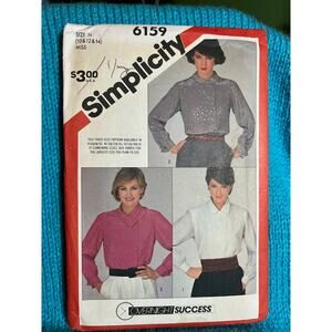 Simplicity sewing pattern  6159 blouse button down 1980s